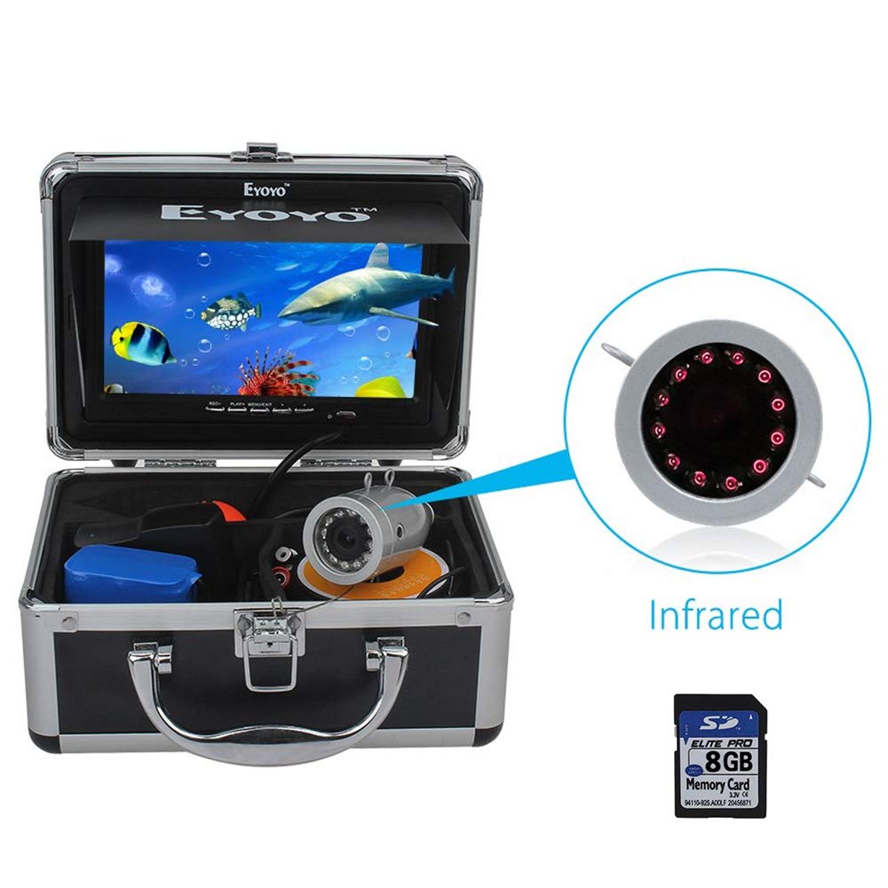 Details about   Fish Finder 7" 30M 8GB DVR Underwater Fishing Camera Recorder Night-vision Light 