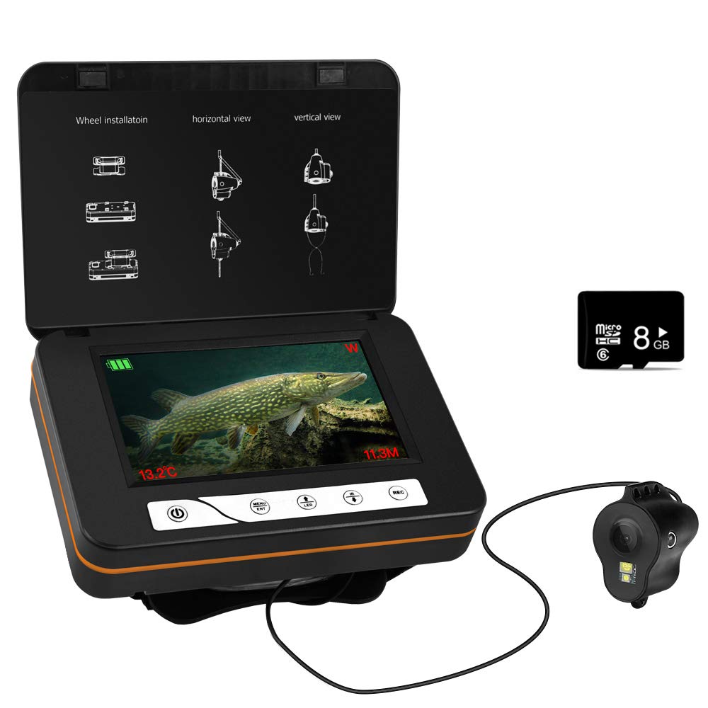 Eyoyo Portable Underwater Fishing Camera, 5" Video Fish Finder w/Depth