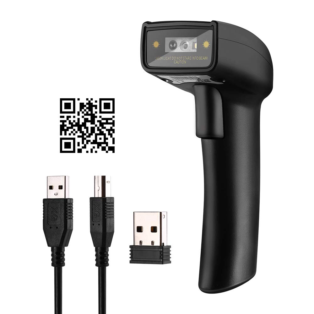 Eyoyo 1D 2D QR Wireless Barcode Scanner Compatible with Bluetooth Function & Wired Connection Portable CCD PDF417 Data Matrix Bar Code Reader for Mobile Payment Computer Screen 
