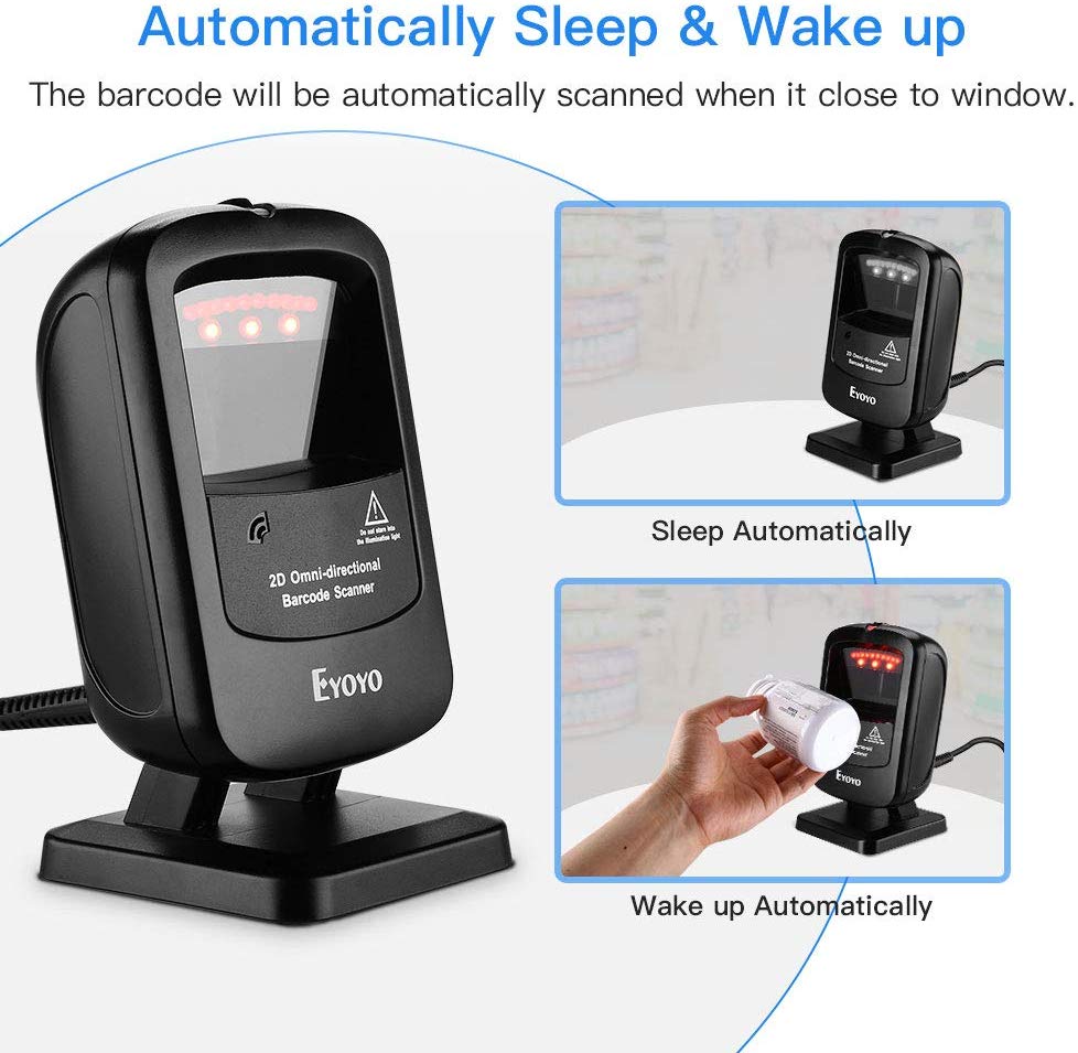 Eyoyo EY-2200 Desktop Barcode Scanner 2D Omni-directional Hands-Free