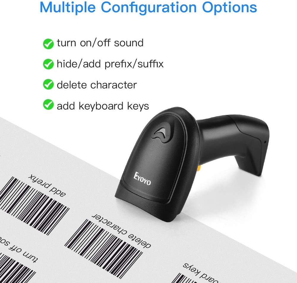 Eyoyo Wireless 1D Barcode Scanner, Handheld 2in1 2.4GHz Wireless