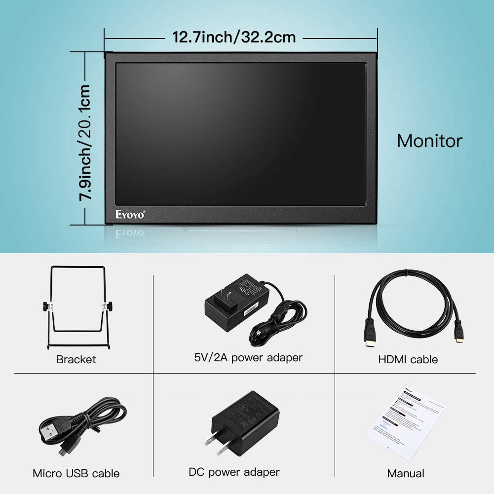 Eyoyo EM13 Portable HDMI Monitor 13.3 inch Monitor 1080P Dual HDMI