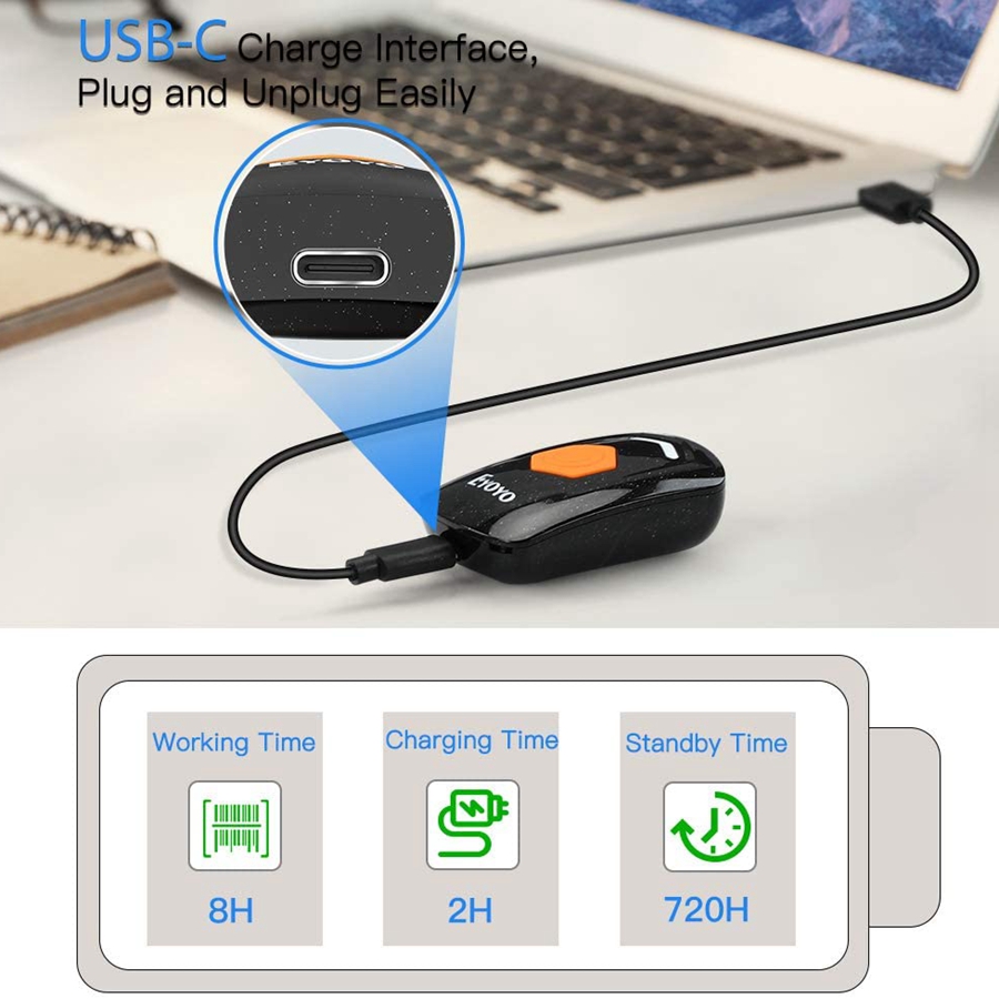 Eyoyo EY021L Bluetooth Barcode Scanner, Mini 2.4G Wireless & Bluetooth