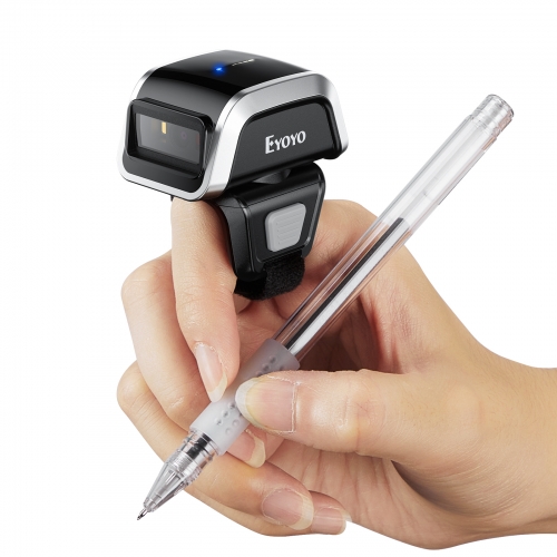 Eyoyo Bluetooth 2D Ring Barcode Scanner, Mini Wearable Finger QR Code Scanner, Left & Right