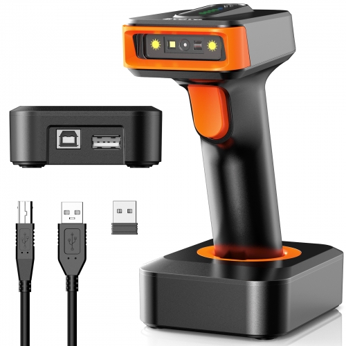Eyoyo 2D Barcode Scanner with Base, 3in1 Bluetooth & USB Wired & 2.4G